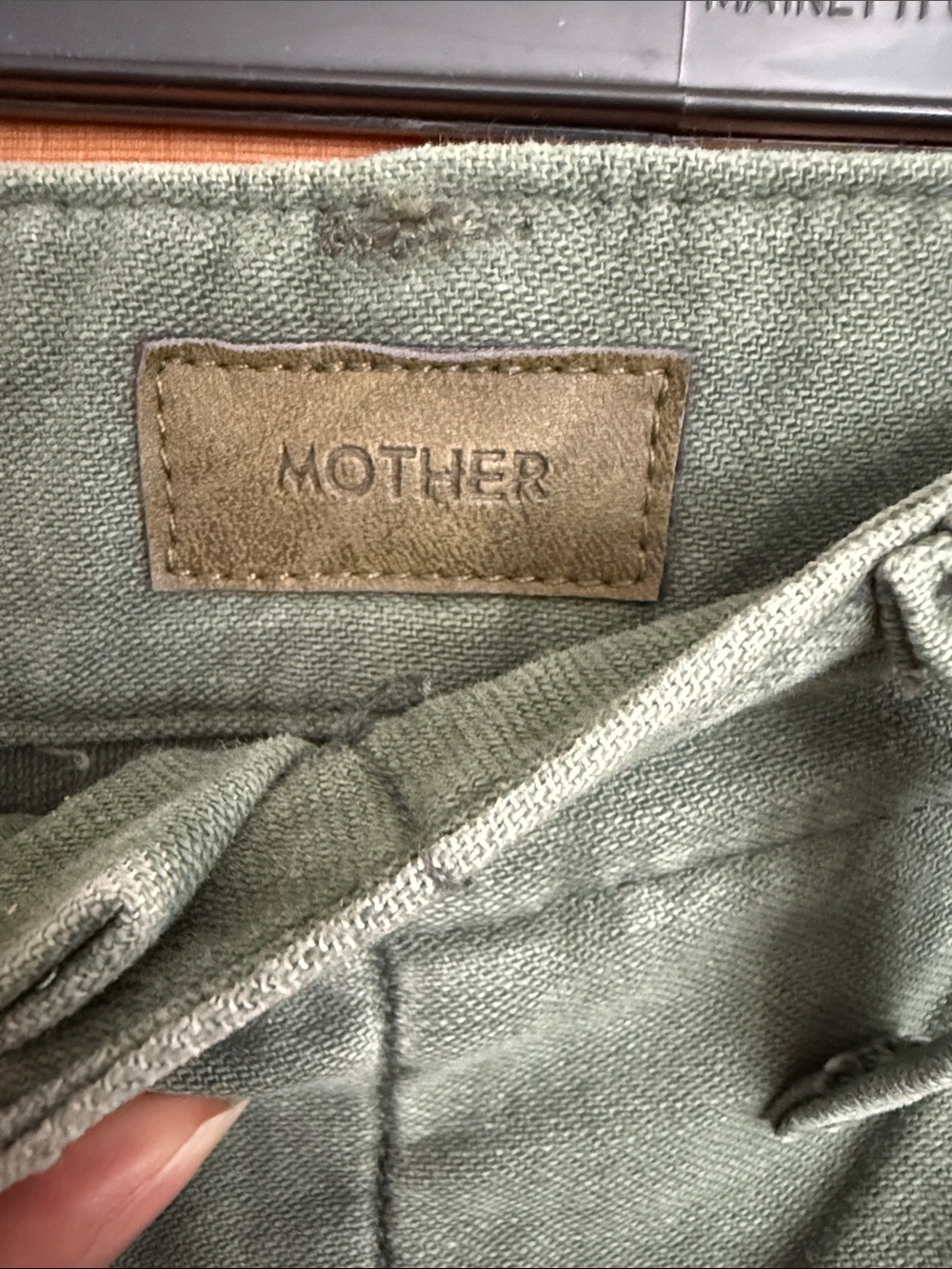 NWT MOTHER Olive Green Wide-Leg Cotton Trousers - Major Sneak Fray in Roger That - Picture 3 of 9